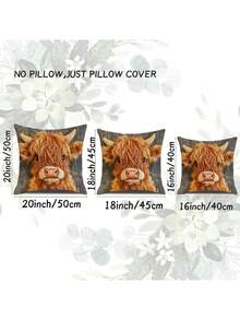 1/2 vỏ gối thêu hình bò vùng cao nguyên Scotland dễ thương cho bé, khóa kéo, trang trí ghế sofa, gối tựa lưng khi chơi game, gối tựa lưng khi lái xe, gối cắm trại, khóa kéo ẩn, có thể giặt bằng máy, quà tặng ngày lễ, không có ruột gối - màu nâu - Xem 3