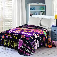 1件K-POP主题柔软绒毯，深蓝色底，饰以霓虹粉、黄色图案 - 轻盈透气，四季皆宜，非常适合沙发、床、沙滩、露营、万圣节和生日礼物，可机洗 - 彩色 - 查看 4