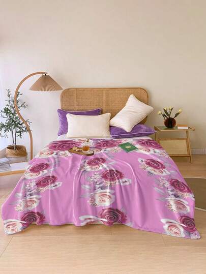 1 Pieza Manta Clásica Matrimonial Con Estampado Floral,Manta Suave y Ligera Para Todas Las Estacionesso Versátil Para Sofá, Cama, Coche, Oficina, Camping(180*200CM)