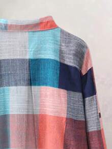 Plaid Print High Low Hem Shirt Without Tee