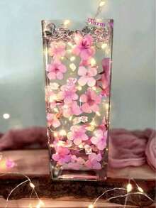 50pcs Artificial Cherry Blossoms And 5000pcs Water Beads Set, For Vase Decor, Vase Filler, Floating Candle Center Decor, DIY Wedding Decor, Valentine's Day Decor, Theme Party, Bar & Restaurant Decor, Home Decor, Room Decor, Glass Vase Decor