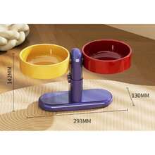 Pet High Footed Double Bowl Adjustable Height Sucker Pet Feeder Anti-Spill Wall Mounted Rotatable Angle Elevated Pets Feeder Bowl - One Size Fits All - View 13