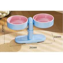 Pet High Footed Double Bowl Adjustable Height Sucker Pet Feeder Anti-Spill Wall Mounted Rotatable Angle Elevated Pets Feeder Bowl - One Size Fits All - View 11