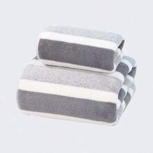1pc/2pcs Soft & Comfortable Skin-Friendly Bath Towel, Striped Quick-Drying Super Absorbent Microfiber Coral Fleece Towel, Suitable For All Seasons, Unisex Adult, Gray, 34*75cm/70*140cm/90*180cm, Multi-Purpose For Bathroom, Shower, Swimming, Gym & More - Multicolor - View 17