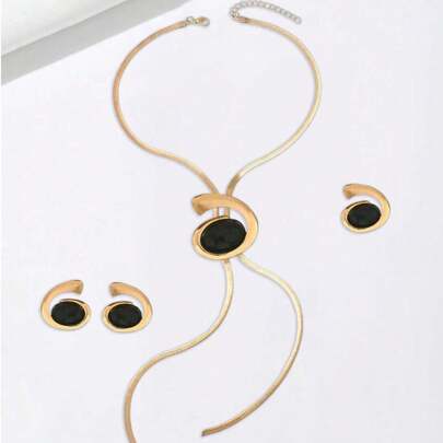 Set de 4 piezas de collar y aretes de verano con diseño de flor en forma de Y, con borlas largas, de estilo minimalista y elegante, versátil