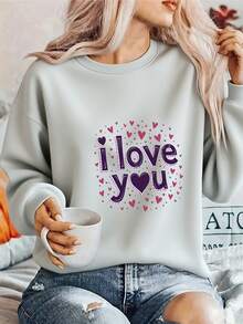 I Love You Groovy Valentine's Day Purple Vintage Sweatshirt_92_t1 - 淺灰色 - 查看 3