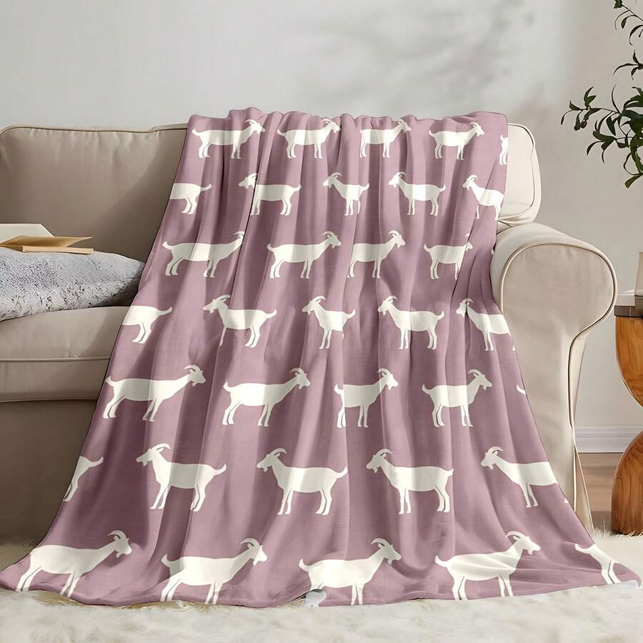Girl Who Loves Goats  Blanket, Goat Enthusiast Blanket, Super Soft Flannel Printed  Blanket,As Birthday Gifts, Family, Wedding, Souvenir Blankets, Polyester Blankets Suitable For All Seasons, Washable, Machine Washable, Lightweight, Breathable, Comfortable, Warm, Unique, 280gsm For Him, Her Personalized Ideal Gifts For Her, Him, Family, Boyfriend, Girlfriend, Father, Family, Mother, Lover, Daughter, Son, Grandfather, Grandmother, Friend, Classmate, Pet.   Perfect Nap, Camping, Travel, Home, Daily Life, Office Decoration, Birthday, Anniversary, Valentine's Day, Thanksgiving, Christmas, Halloween, Mother's Day, Father's Day, Wedding, New Year Gifts ,Sofa,Bed,Car,Bedroom,Living Room,Office,  Outdoor Camping, Beach,Wall Decoration - 多色23 - 查看 1