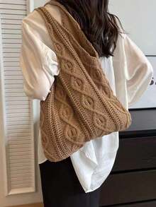 Yogodlns Crochet Bags Women Summer Beach Tote Bag Aesthetic Tote Bag Hippie Bag Knit Bag Fashion Must-Have: Women Crochet Knit Tote Bag, Hollow Out Handbag, Beach Travel Shoulder Bag, -Friendly Large Capacity Shopping Bag With Sand-Shaking Design, Students And Female Tourists In Outdoor Activities, Traveling And Shopping, Vacation Essentials, Perfectly Matching With Beach Accessories Women, Summer, Vacation & Beach JO7D - 駝色 - 查看 10