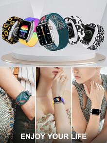 St.Siabe 1pc Adjustable Elastic Nylon Buckle Watch Band, 38mm 40mm 41mm 45mm 44mm 42mm 49mm, Soft Comfortable Breathable Wristband Replacement Strap Series For S10/9/SE/8/7/6/5/4/3/2/1 Smartwatch Accessories - Flash Black - View 3