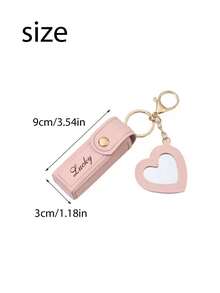 1pc Customized Personalized Lipstick Bag Keychain With Mirror Lipstick Case, Customizable Name Lipstick Storage Bag, Bridesmaid Gift, Valentine's Day Gift