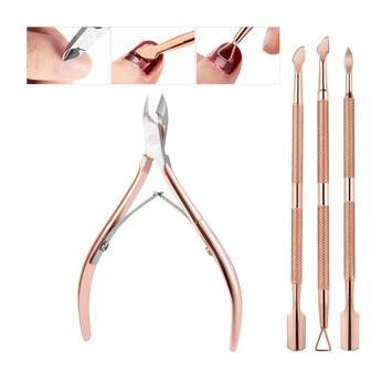 Nail Clipper Set Stainless Steel Nail Cuticle Nippers And Dead Skin Pusher Set UV Gel Remover Tool Manicure Pedicure Nail Care Tools