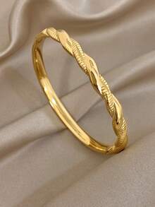 Geometric Knot Bangle Bracelet For Women Twisted And Link Golden Stackable Bangle Bracelet For Daily Party Set Jewelry Christmas Gifts - Multicolor - View 13