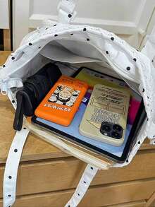 1个可爱波点蕾丝边单肩包，多功能休闲手提包，透明分层设计，大容量，适合日常使用，也适合动漫/漫展等场合。 - 黑色 - 查看 10