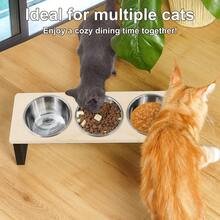 3pcs Stainless Steel Cat Raised Bowls Set, Anti-Vomiting Elevated Feeder Suitable For Small/Medium Cats - 720ml - View 6