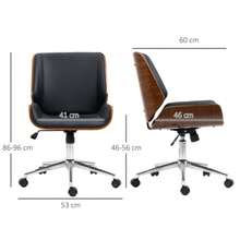 Vinsetto Retro Office Chair, Height-Adjustable, Swivel And Tilt Wooden Office Chair, Black