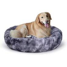 Oval Calming Donut Cuddler Dog Bed,Shag Faux Fur Cat Bed  Round Pillow Pet Bedfor Small Medium Dogs - Grey2021 - 查看 7