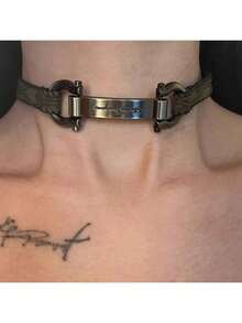 Punk Heavy Industry Y2K Hot Girl Metal Style Leather Necklace Niche Design Choker Collarbone Chain Neck Light Luxury - Silver Clavicle Necklace - View 4