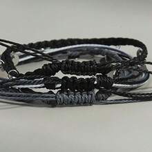 String Ankle Bracelets Waterproof Rope Anklets Braided Beach Boho Coin Anklets Cute Friendship Foot Jewelry For Women - Gray Disc - View 5