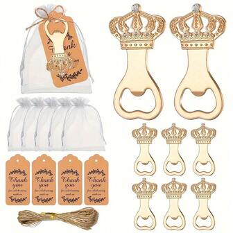 24 Piece Crown Bottle Opener Set - Perfect For Weddings, Anniversaries, And Birthdays | Metal Bar Tools And Kitchen Gadgets | Suitable For Halloween, Christmas, Thanksgiving, And More