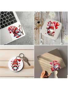 4 Sheets Red Gnomes Valentines Day Hearts Love DIY UV DTF Rub On Transfer Stickers Crafts, Junk Journal, Tumbler Glass Jars, Coffee Mugs Cup Wraps, Bottles Vase, Laptops Phone Cases, Greeting Cards Decal Stickers, Illustration, Scrapbooking, Ornament Transfer Stickers, Home Decor, 6.8cm - Red - View 10