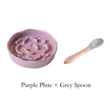 shuo ni mao yi 宠物陶瓷花形慢食盘，猫粮狗粮盘，罐头食品盘，附赠勺子，防噎慢食设计 - 300ml - 查看 9