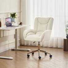 Stolar för hemmakontoret - Elfenben + Sammet + Skum - Visa 4