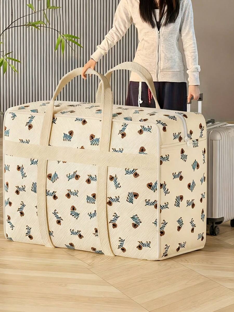 大容量可折叠行李收纳袋,可爱狗狗图案 - 涤纶材质,节省空间,旅行搬家好帮手,可收纳衣物、床上用品等 - 多种图案可选,拉链封口,提手设计方便携带,旅行必备包袋,行李袋,旅行包,过夜包,旅行收纳包,邮轮旅行必备,度假必备,男女通用,假日旅行必备 - 彩色 - 查看 1