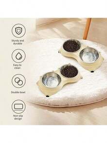 Double Stainless Steel Pet Bowl Set,  Base And Easy To Clean For Cats And Dogs, Indoor And Outdoor UseMacaron Stainless Steel Pet Bowl - 1.2L - View 2
