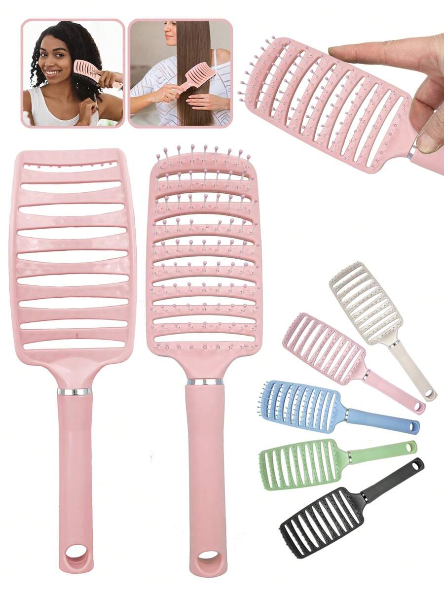 Curling Wet Hair Brush, Soft Bristle Comb, Reduces Hair Pulling And Curl Separation, Round Teeth, Unisex Styling Tool - Multicolor - View 1