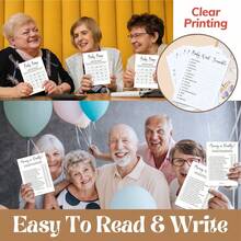 41pcs, Shower Games - Shower Riddles Shower Word Puzzles Floral Shower Activities 20 Guest Riddles Mom Or Dad Shower Decoration Games, Double-Sided Printing With Answer Cards - White - View 6