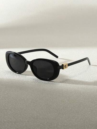 1pc Metal Frame Y2K Oval Glasses, Suitable For Men And Women, Summer Beach