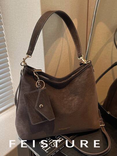 1pc Vintage Women's Underarm One Shoulder Bag, Solid Color PU Fabric Crossbody Bag With Small Pouch, Suitable For Girls, Ladies, College Students, Young Professionals, And Office Workers, Great For Work, Business, Commute, And School