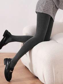 Women's Thick Wool Lined Thermal Leggings, Suitable For Business And Work, Cold-Resistant Base Layer With Thick Tights