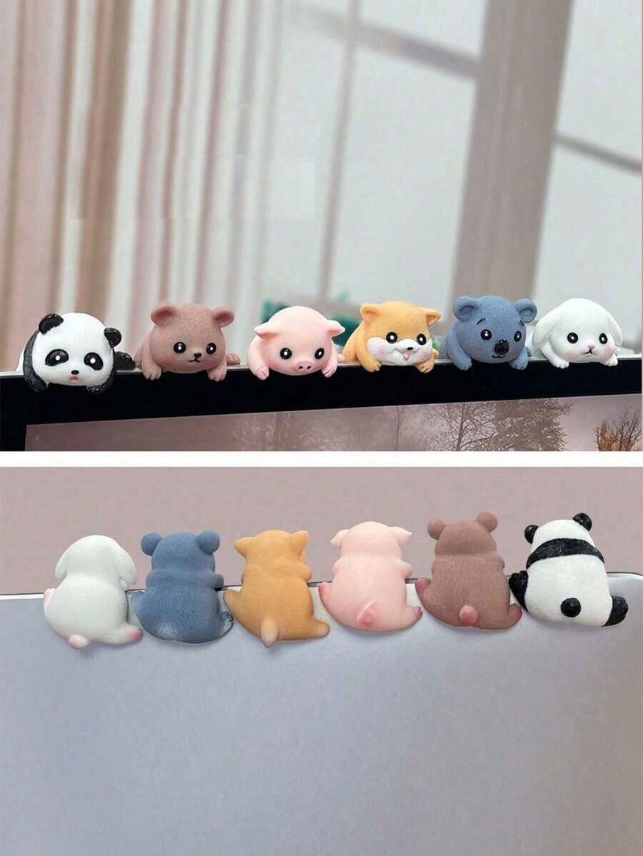 1pc Cute Animal Figure Desk Decor - Miniature Statue For Computer Monitor, Healing Decor For Office & Home, Small Gift For Friends, Room & Car Decoration - 彩色 - 查看 1