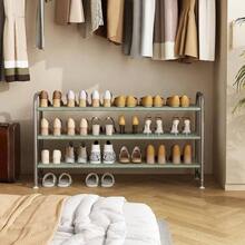Shoe Rack 3 Tier Long Storage Organizer Wide Metal Shoe Shelf Closet Entryway Black - 3層+灰色 - 查看 2