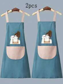 1 件可调节颈部厨房围裙，配有 1 对防水袖套、1 个口袋，适合烹饪，男女通用厨房/餐饮围裙 - 多色 - 查看 17