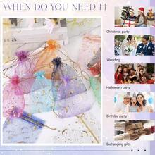 100/50/10个装心形网眼抽绳袋，珠宝礼品袋，月亮和星星图案欧根纱袋，4.7 x 3.5英寸小礼品袋，带抽绳，多种颜色可选，适合生日、婚礼、节日、派对回礼等场合。 - 彩色 - 查看 7