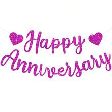 1set Happy Anniversary Flag Pulling, Valentine's Day Commemorative Wedding Anniversary Birthday Party Decorative Banner - Multicolor - View 10