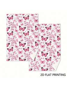 1/2/4pcs Pink Butterfly Floral Kitchen Towels - Super Soft Polyester Dish Towels, Farmhouse Hand Towels With Decorative Pink Butterflies & Pink Flowers,For Kitchen & Bathroom, Kitchen Towels Hand Towels, Cartoon Style Design, Vibrant Print Quality - Pink - View 7