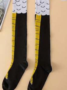 1双女士过膝袜，新款秋冬设计，透气舒适卡通鸡爪图案，小众休闲日常百搭时尚酷炫袜子 [1双/4双/6双/8双] - 彩色 - 查看 3