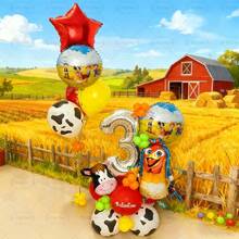 Bộ 49 bóng trang trí tiệc theo chủ đề trang trại, bao gồm bóng bay số bạc 32", bóng bay tròn trang trại 18", bóng bay ngôi sao đỏ 18", bóng bay hình con gà, bóng bay cao su hình con bò, thích hợp cho tiệc sinh nhật, tiệc chào đón em bé, kỷ niệm, trang trí trang trại, quà tặng bất ngờ cho con trai/con gái - Bạc - Xem 4