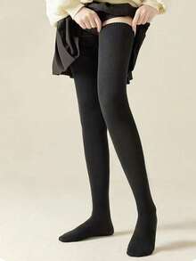 1双女士加厚保暖冬季袜，防滑长筒柔软抓绒冬季袜，适合旅行和户外活动 - 彩色 - 查看 12