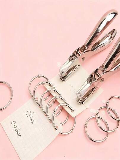 6毫米/3毫米单孔打孔器，金属单手打孔器，便携式迷你打孔器，适用于纸张和卡片，手动打孔器，圆形文件夹，学习用品