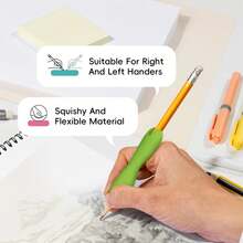 2-In-1 Ergonomic Writing Aid & Posture Corrector - Dual-Grip Handle, Tactile Feedback, 6 Vibrant Colors (Pink, Green, Blue, Purple, Red, Yellow) / For Adult Beginners, Enhances Pen Control & Writing/Drawing Skills, Compatible With Pens & Art Tools, Improves Writing, Comfortable Grip, Soft Touch, Flexible Design, Learning Tool - Multicolor - View 5