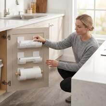 [4/8pcs Non Perforated Garbage Bag Storage Rack]- Adjustable Gap Kitchen Storage Rack, Suitable For Garbage Bags, Cling Film, Umbrellas, Rolling Pin Storage Rack, Cling Film Shelf, Kitchen Shelf, Sink Storage Rack, Closet Kitchen Organizer, Kitchen Storage And Organization, Kitchen Small Tools, Kitchen Storage Container,Mother's Day,Gift For My Mother - Multicolor - View 13