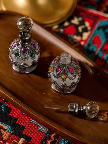 1pc 15ml Refillable Essential Oil Fragrance Bottle, High-End Aromatherapy Vial, Crystal Bottle, Small Capacity Fragrance Bottle, Holiday Travel Oil Decanting Bottle, Travel Aromatherapy Container, With Glass Dropper, Retro Dubai Style Bottle, Eid Al-Fitr Decoration, Gift For Women, Valentine's Day Gift, Travel (Bottle Only, No Fragrance Included)