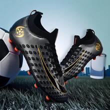 1 Pair New Soccer Shoes, Recommended For Teenagers, Students, Matches And Training, Low-Top, Long Studs, Non-Slip, Suitable For AG, FG, Soft Ground, Real Grass, Competition And Training, Lace-Up, Men's Soccer Shoes, High-Top, Professional Soccer Boots, Factory Direct - Bronze Gold - View 4