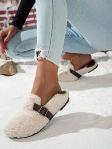 2025 Winter Faux Fur Slippers For Women, Indoor Anti-Slip Warm Winter Shoes With Thick Soft Sole & Plush Lining