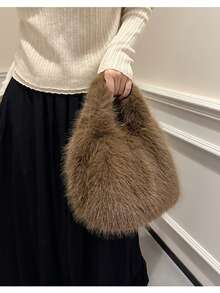 Hochwertige Plüsch Damen Handtasche, neue modische einfache Tasche, süße hochwertige vielseitige Großraumtasche