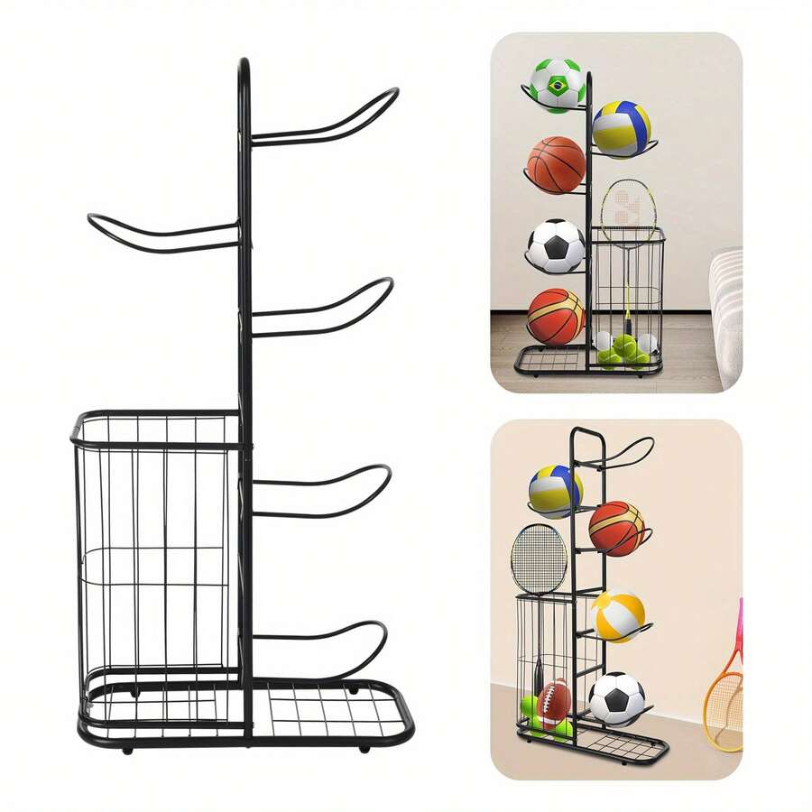 SENDERPICK Basketball Storage Rack - Black-61092248 - View 1